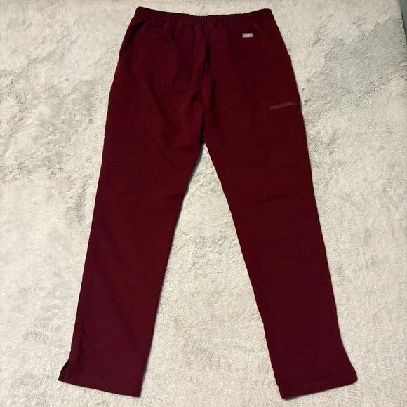 FIGS Women Scrub Set Casma Top LARGE Yola Pants MEDIUM Burgundy Maroon - Picture 8 of 9